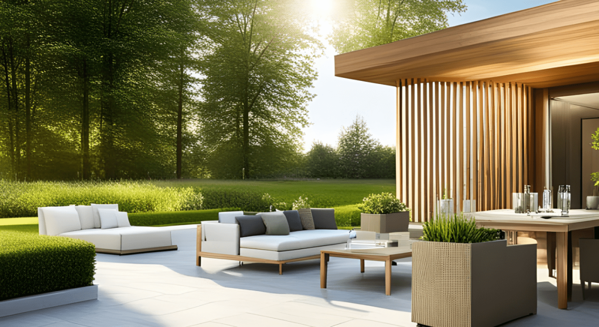 Une belle terrasse moderne en pierres blanches