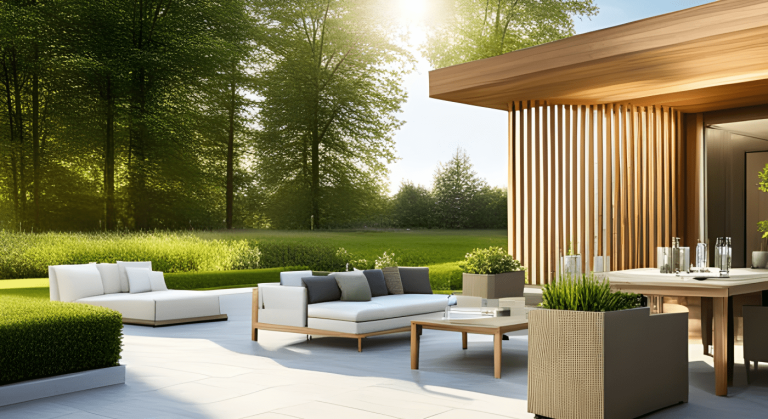 Une belle terrasse moderne en pierres blanches