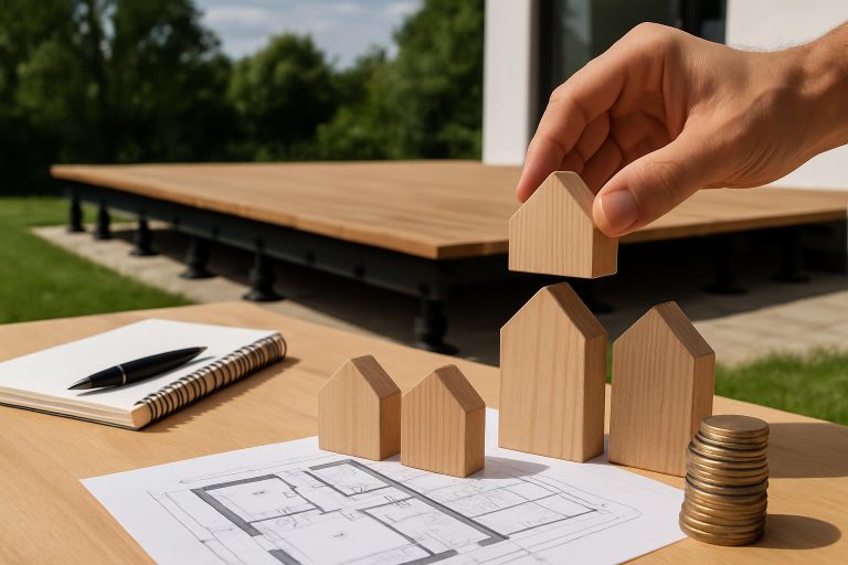 Terrasse sur plots illustration question calcul emprise au sol construction